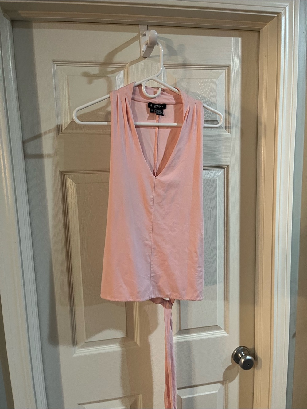 Etcetera Light Pink Halter Tie-Back Top